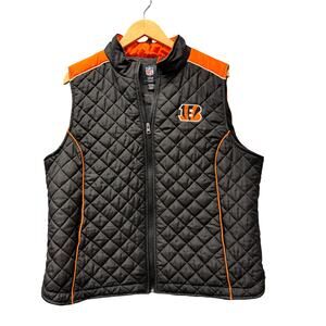 Cincinnati Bengals Jacket NFL Black Quilted Vest Embroidered Womens XXL Full Zip